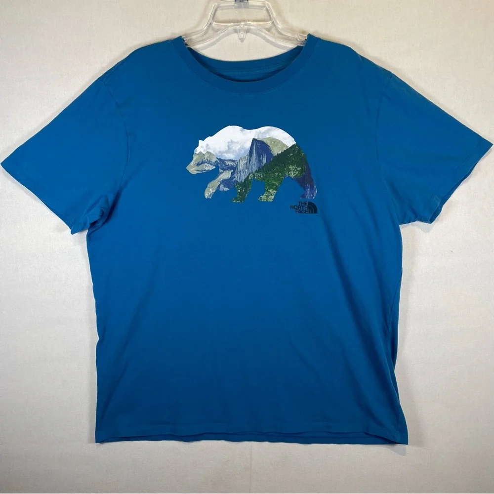 The North Face Bear Graphic T-Shirt Blue Short Sleeve Outdoor Tee Men’s XL